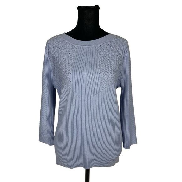 Medeleine Mode Periwinkle Silk Knit Ribbed Sweater - Women’s M/L - Picture 1 of 5